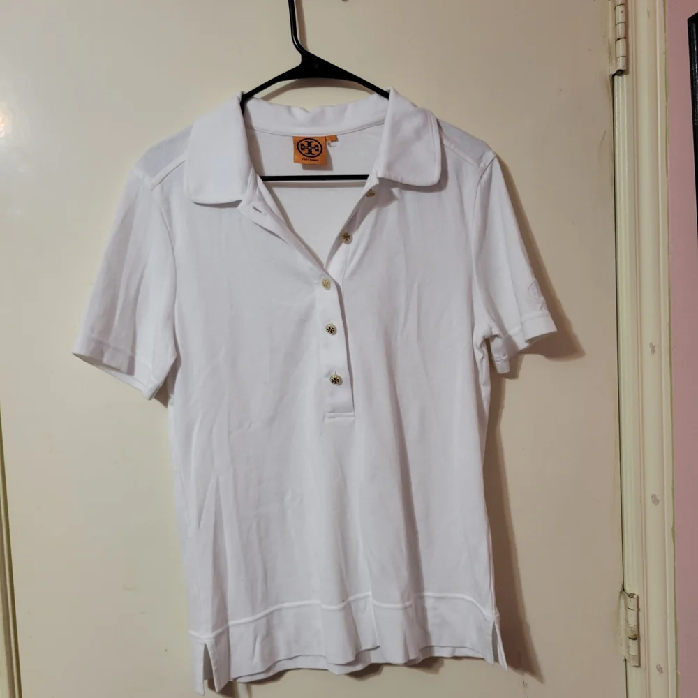 Tory Burch Women's Large White Stretch Polo